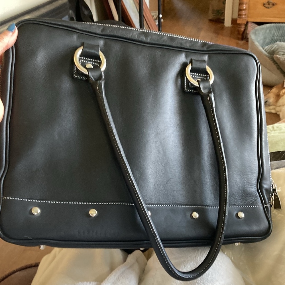 Genuine Leather Black Briefcase With Structured S… - image 5